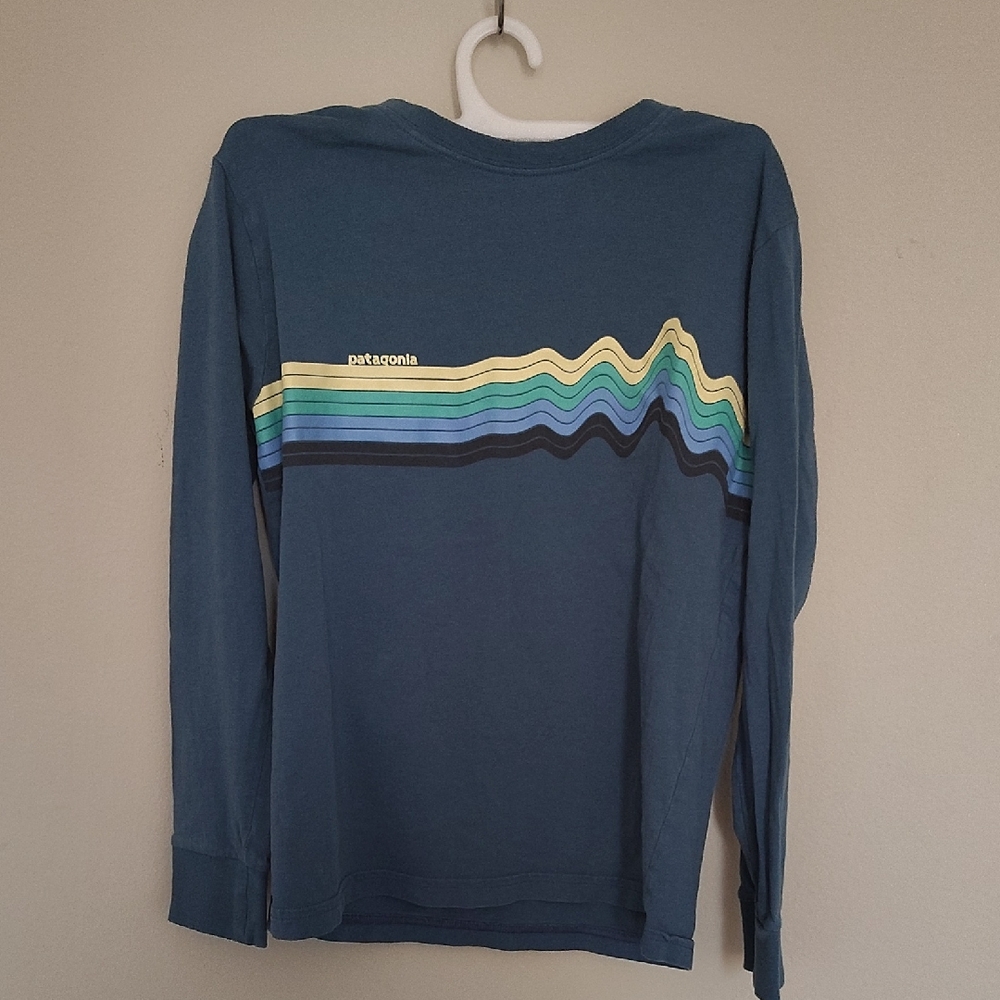 Patagonia Teal Long Sleeve with Wave Graphic
